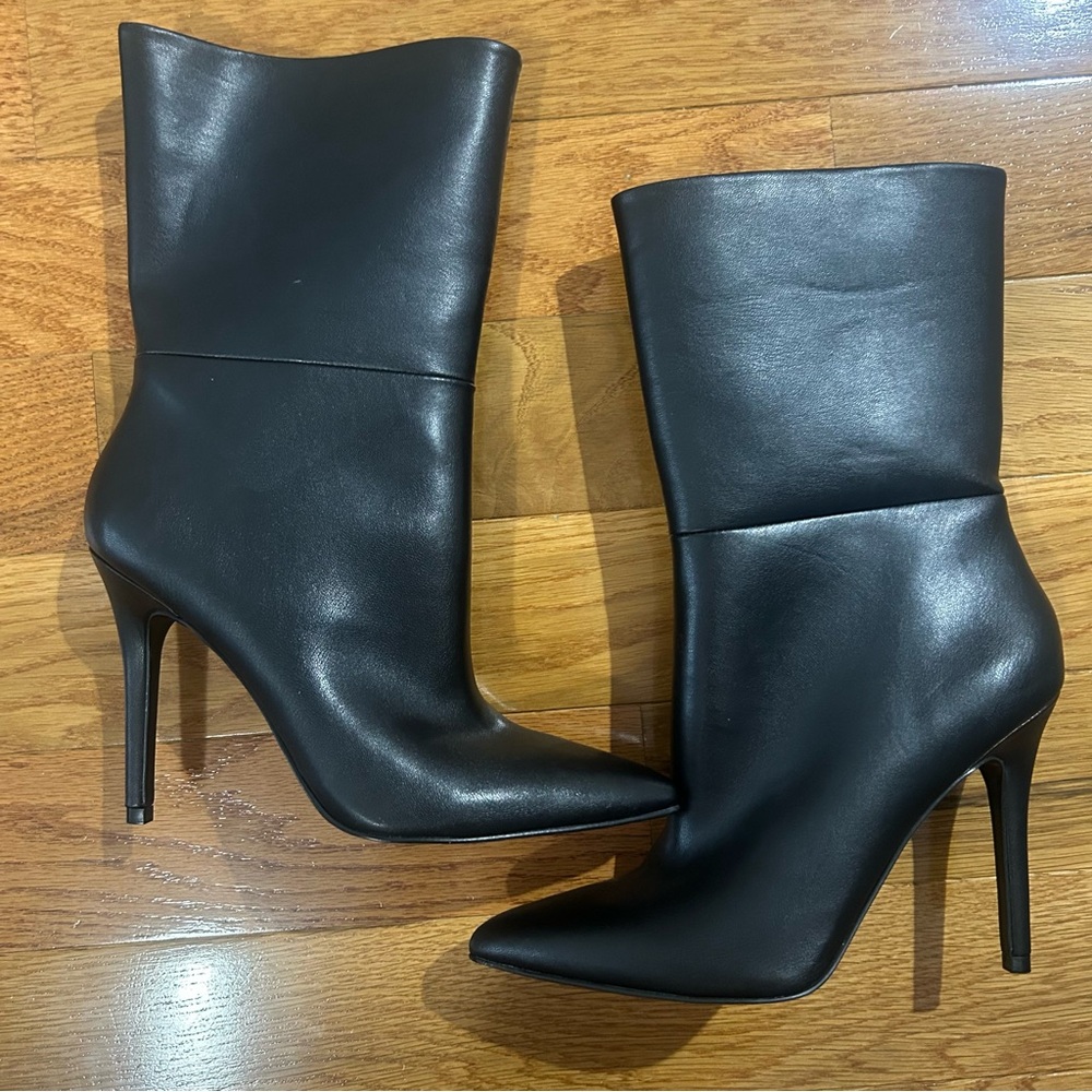 Charles By Charles David Palisades Black Mid Calf Heeled Boots 8 NWOB - Picture 5 of 16